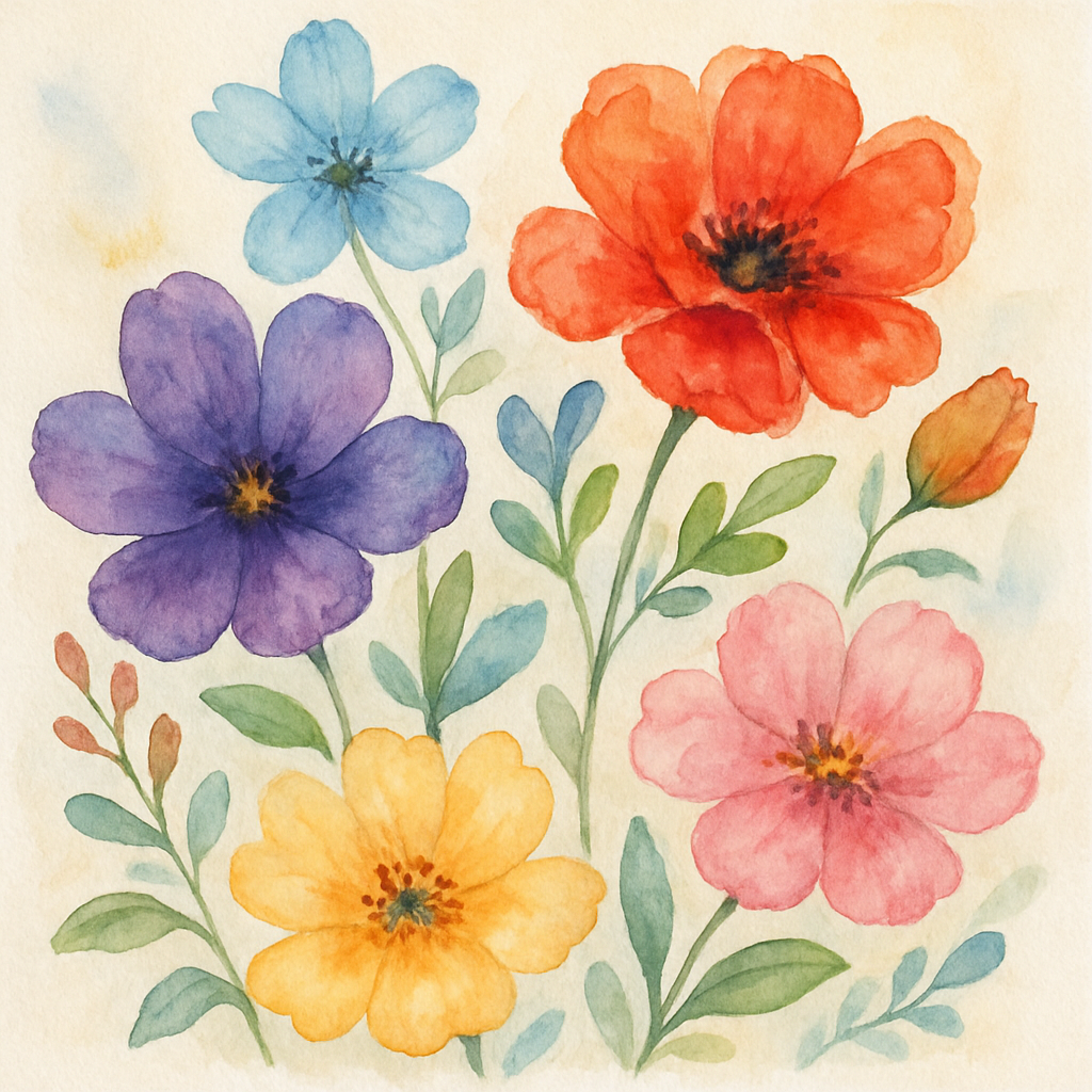 Whimsical Watercolor Flowers