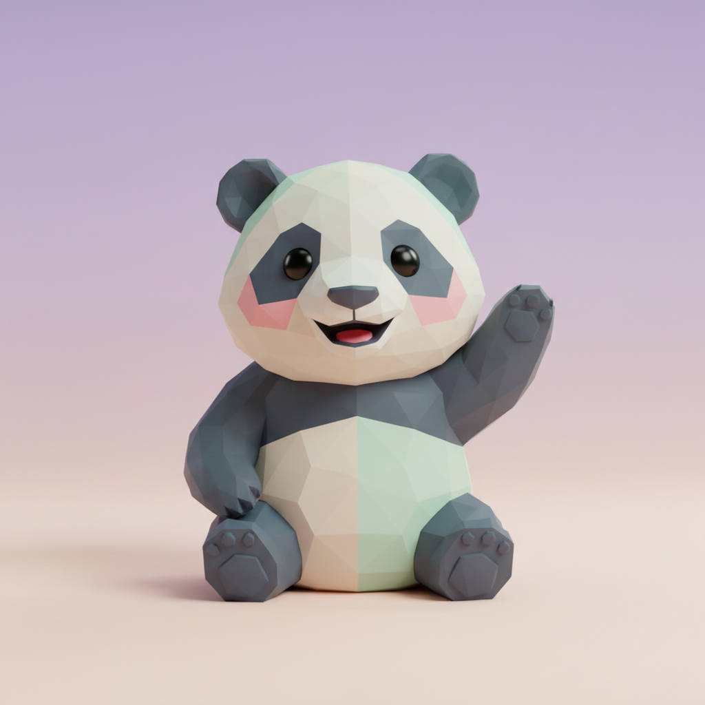 Playful Polygonal Panda